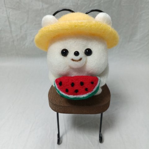 夏の思いで🌱麦わら帽子👒くまちゃん　スイカ🍉