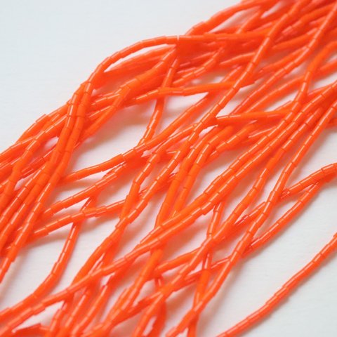 オレンジ 約1m分 ラッパビーズ ファセット チューブビーズ  チェコ製 糸通しビーズ 品番:BB-オレンジC