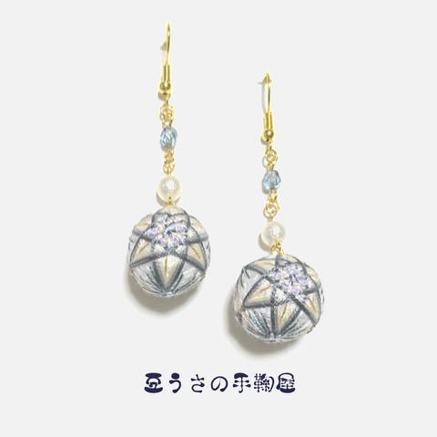 和・手鞠ピアス(イヤリング)～雪の華～ 伝統工芸