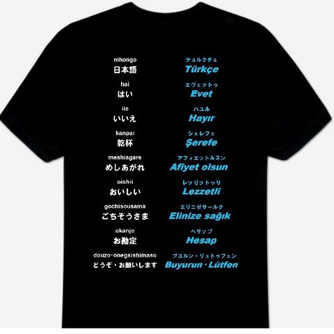 トルコ語(食事)Ｔシャツ 新品 S・M・L・XL・2XL