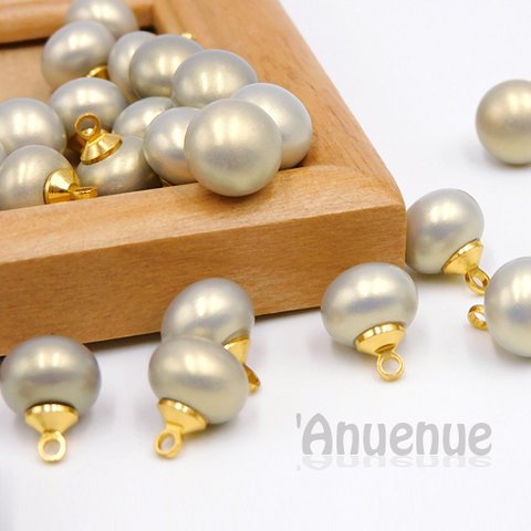 パール ミニシャンクボタン 9.6mm【 Lantern / Pearl Gray & Gold 】4個