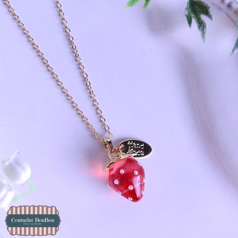 小粒いちごネックレス♡Red×Gold