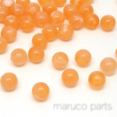 【マーブル天然石調＊8mm＊丸玉＊50個＊両穴】【5#オレンジ】ヴィンテージ風◎beads-092-c5-m