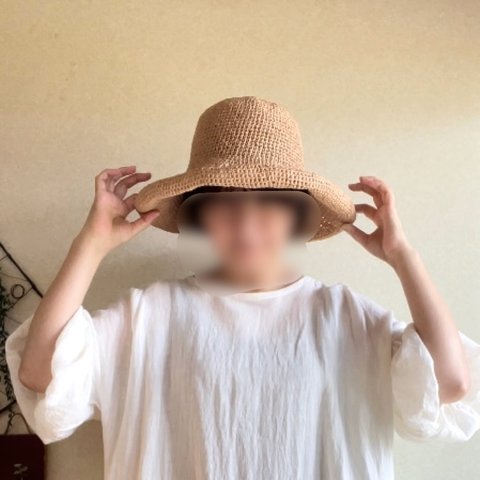 【再販】大きめブリムの夏帽子 ストロー