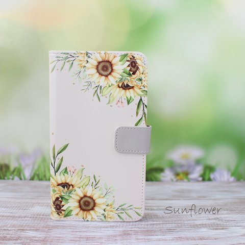 【名入れ可能iPhoneケース 】Sunflower ★ iPhoneほぼ全機種対応 手帳型スマホケース 