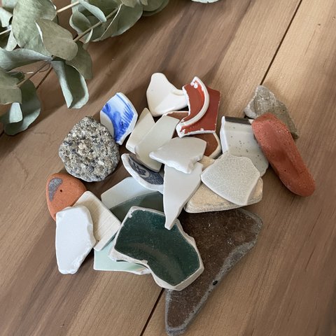 陶器　石　ガラス　海　素材　パーツ　インテリア　シーグラス