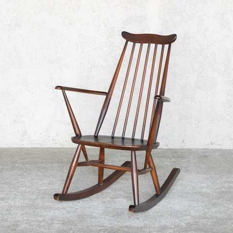 英国【ERCOL アーコール】スラッとしたハイバックが特徴的 ゴールドスミス ロッキングチェア 435 /Old Colonial オールドコロニアル    2000017916248