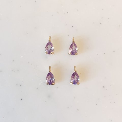 Clear Purple Gold Drop Pendant Tops