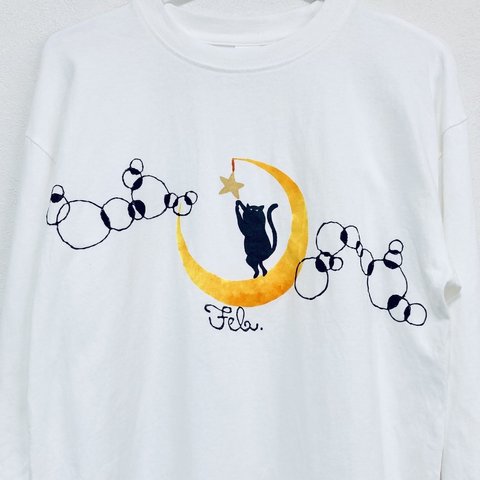 【月と黒ネコ】Tシャツ