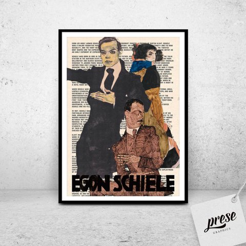 エゴン・シーレ Egon Schiele メンズ ポートレート コラージュポスター 2L A5 A4 A3 B3 A2 B2 A1 サイズ 大きい 大判 コラージュ 画家 肖像画 おしゃれ インテリア