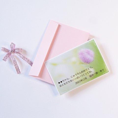 ご入園 ご入学 お祝いカード［ハルジオン（春紫菀）］・ハガキサイズ・コメントも変えられます！
