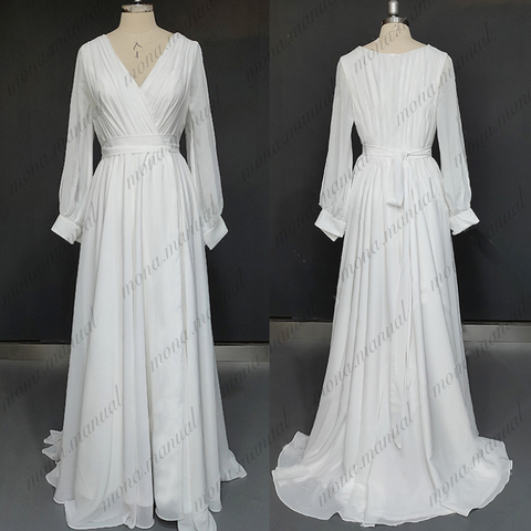 シンプル Vネック ウェディングドレス 二次会 結婚式ドレス 567
