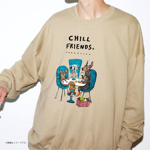 「CHILL FRIENDS_犬会」/リラックス スウェットシャツ/送料無料
