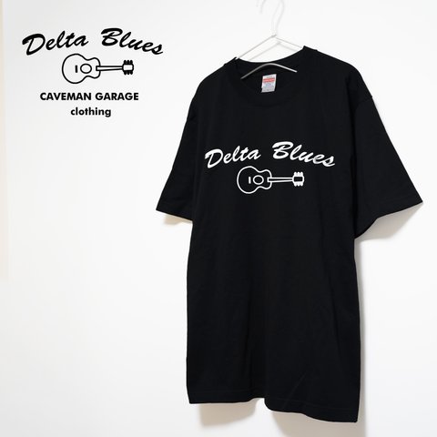 デルタブルースの音楽系Tシャツ  プレミアム仕様【ブラック】やや厚め生地のハイグレード半袖クルーネック