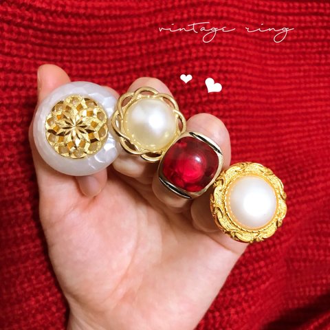 vintage button ring❷