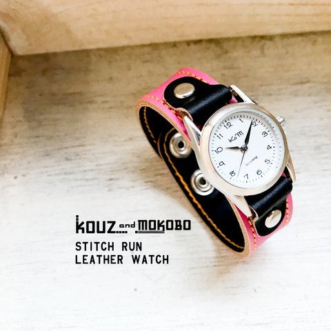 【送料無料】毎日つけていたくなる時計「ステッチラン 腕時計」受注生産（SRW-PKK-YS）