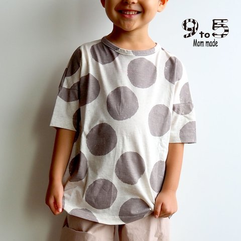 ビックドット　ボックスTシャツ Big Polka Dot Box Tee (Rose gray)