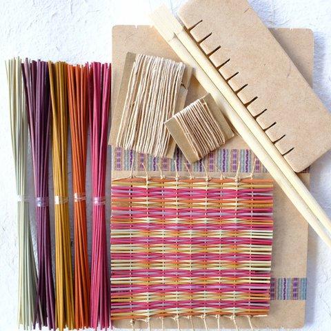 い草手織りコースター作り体験キット（早島の朝焼け/赤系5色セット）