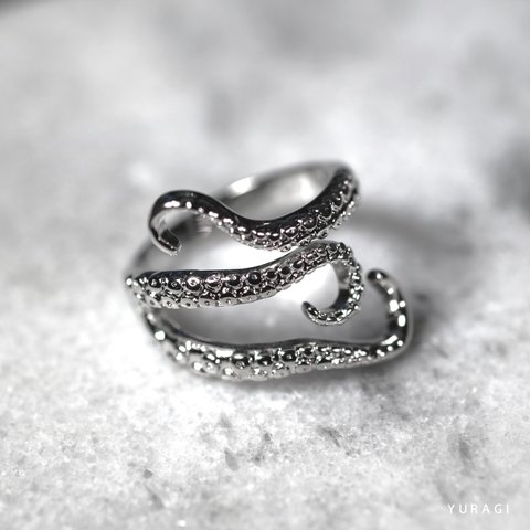 silver octopus arm ring-タコ足リング