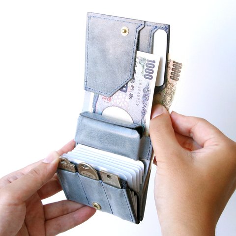 【第三弾モデル販売開始】全てを一瞬で取り出す薄型ミニ財布 SHUTTO HUB 栃木レザー財布