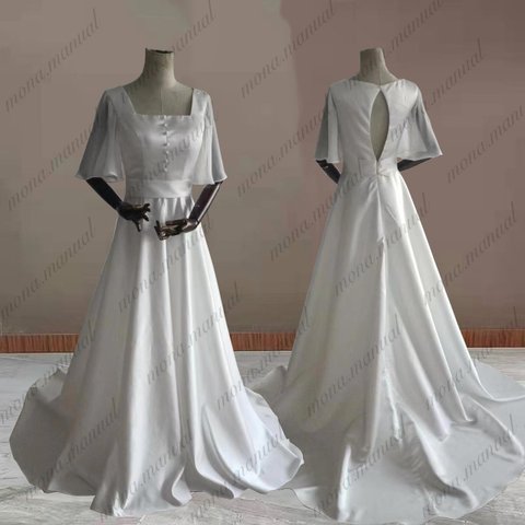 スレンダーライン ウェディングドレス 二次会 結婚式 前撮りドレス 625