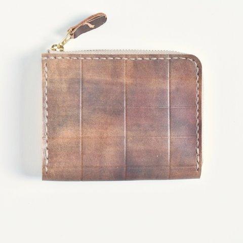 革の手染め財布 「チョコレート  No.34（L字ファスナーミニ財布）」