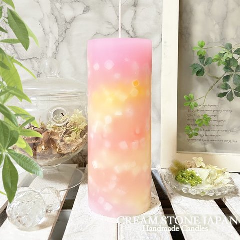 Φ7.8cm×H20cm ペタルキャンドル (シャーベット) № 000780 /Gradation Candle