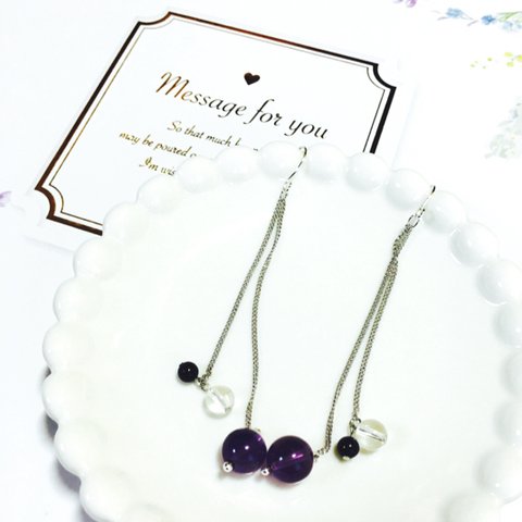 アメジストシルバーピアス.イヤリング