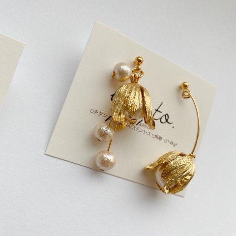 tubomi pearl pierce /earring  14kgf 16kgp対応