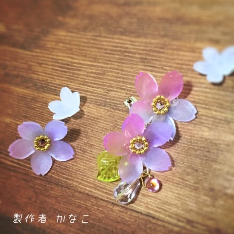 恋染桜のイヤーカフ＆ピアス【イヤリング】