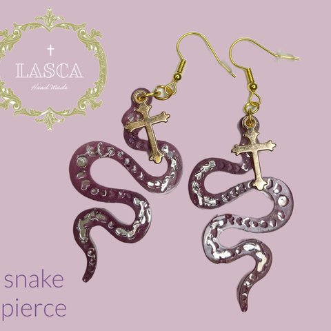 LASCAスネーククロスピアス　snake cross pierce  