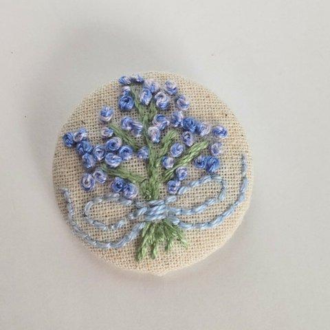 ★再販★　 ラベンダー　夏　花束　お花　くるみボタン　刺繍ヘアゴム　