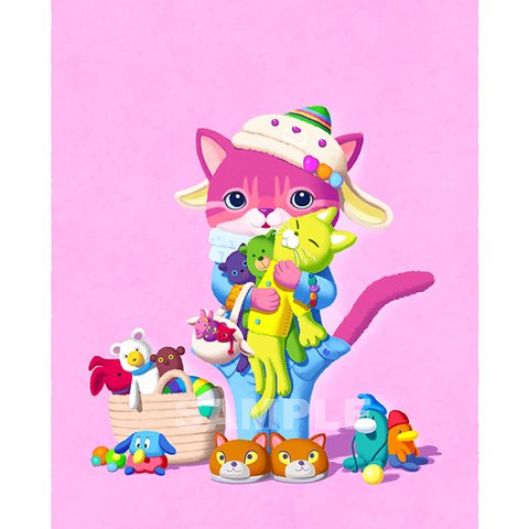 DOLLS CAT／猫のアートポスター　A4サイズ