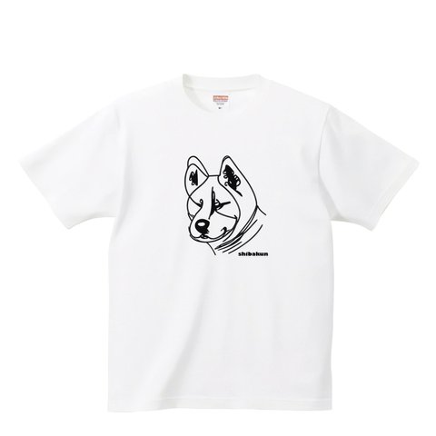 柴犬 tシャツ 【名入れ】秋田犬 日本犬 子犬 面白い デフォルメ 一筆書き イラスト 服