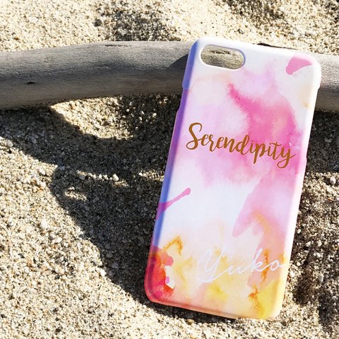 名入れ♪★iPhone&Android★ SERENDIPITY セレンディピティ PINK スマホケース