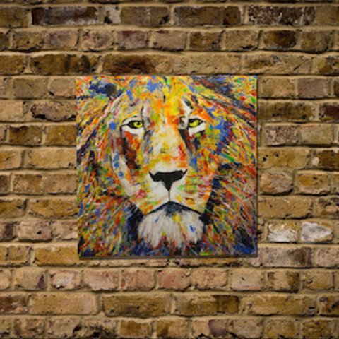 Title “LION"/ ライオンのスプレーアート作品