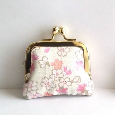 ■角型■小さいがま口：ちっちゃいがま口：角257：かわいいがまぐち：小さい財布：littlie purse：桜,桜吹雪,cherry blossoms