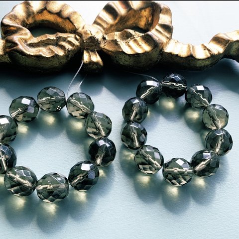 【1連10コセット】JIRI＊IVANA#czech beads#チェコビーズ　FP12㍉ light gray f