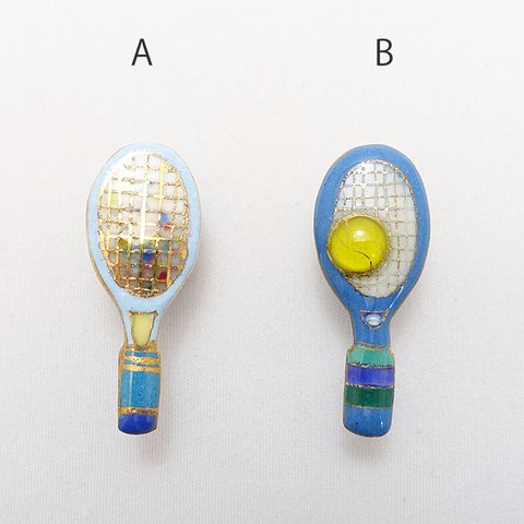テニスラケットの七宝焼ピンブローチ（ピンバッジ）【受注制作】