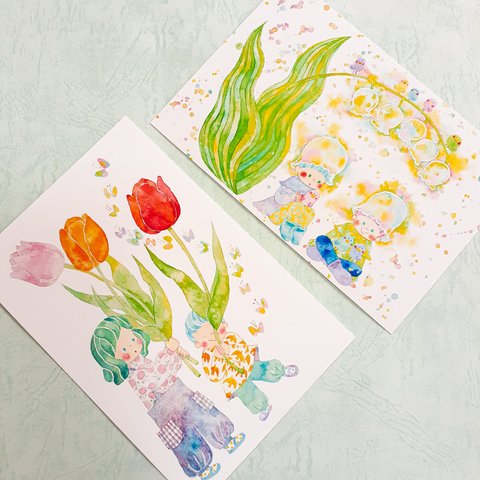 【再販】春の花、ポストカード２枚セット