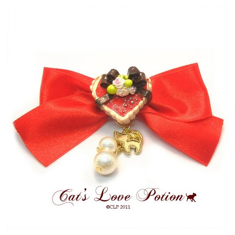 猫 ヘアアクセサリー ストロベリー ノエル ケーキ リボン ヘアクリップ Cat's Love Potion 