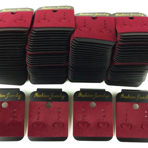 送料無料　ピアス　台紙　ブラック　100枚　50mmｘ40mm　黒　ベロア　赤　レッド　イヤリング　台紙　アクセサリー 飾り ハンドメイド 素材 (AP0387）