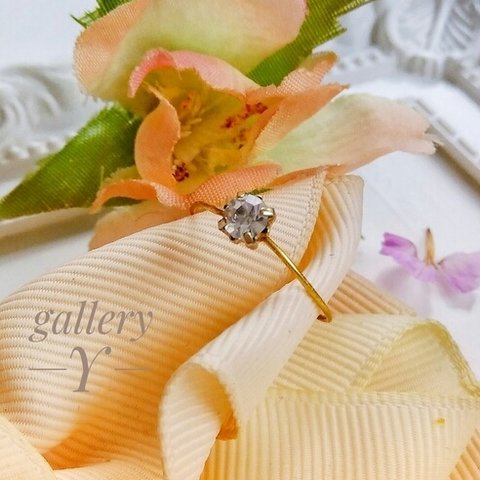 ダイヤモンドカット💎クリスタル　真鍮ワイヤーフリーサイズリング💍