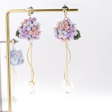 紫陽花のピアス/イヤリング＊紫＊