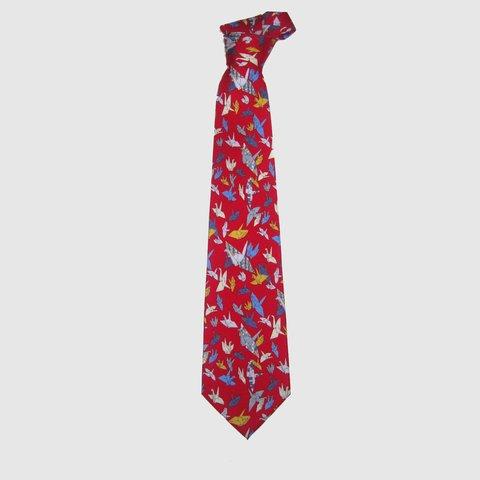 シルクネクタイ、おりがみ、千羽鶴　ネクタイ、N900-2