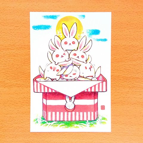 うさぎだんご(選べるポストカード２枚組)