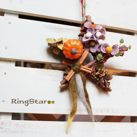 ★ハロウィン★星のパンプキンリース【RingStar】