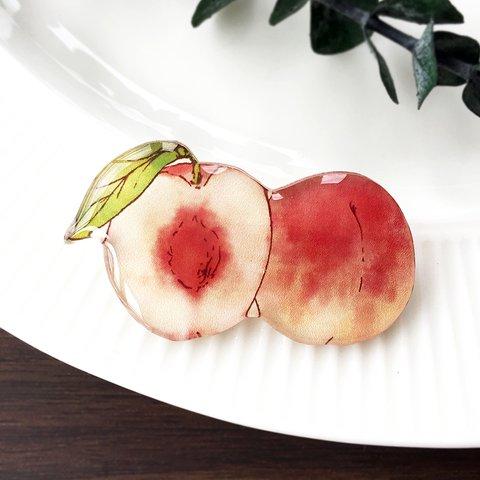 Peach brooch｜白桃ブローチ〔夏のフルーツ〕