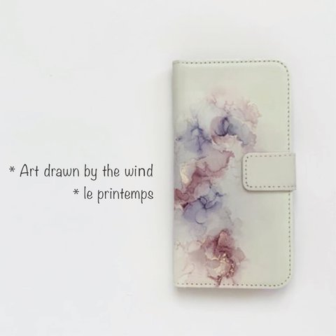 風が描くArt 〜 le printemps 〜 ＊ 手帳型スマホケース　アルコールインクアート