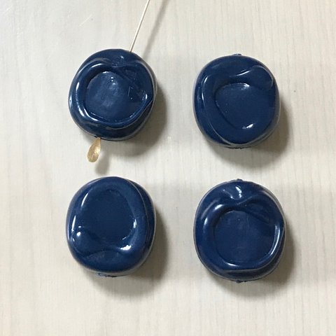 ●21㎜● VINTAGE NAVY BLUE LAPIS ACRYLIC ROUND DECO BEADS 